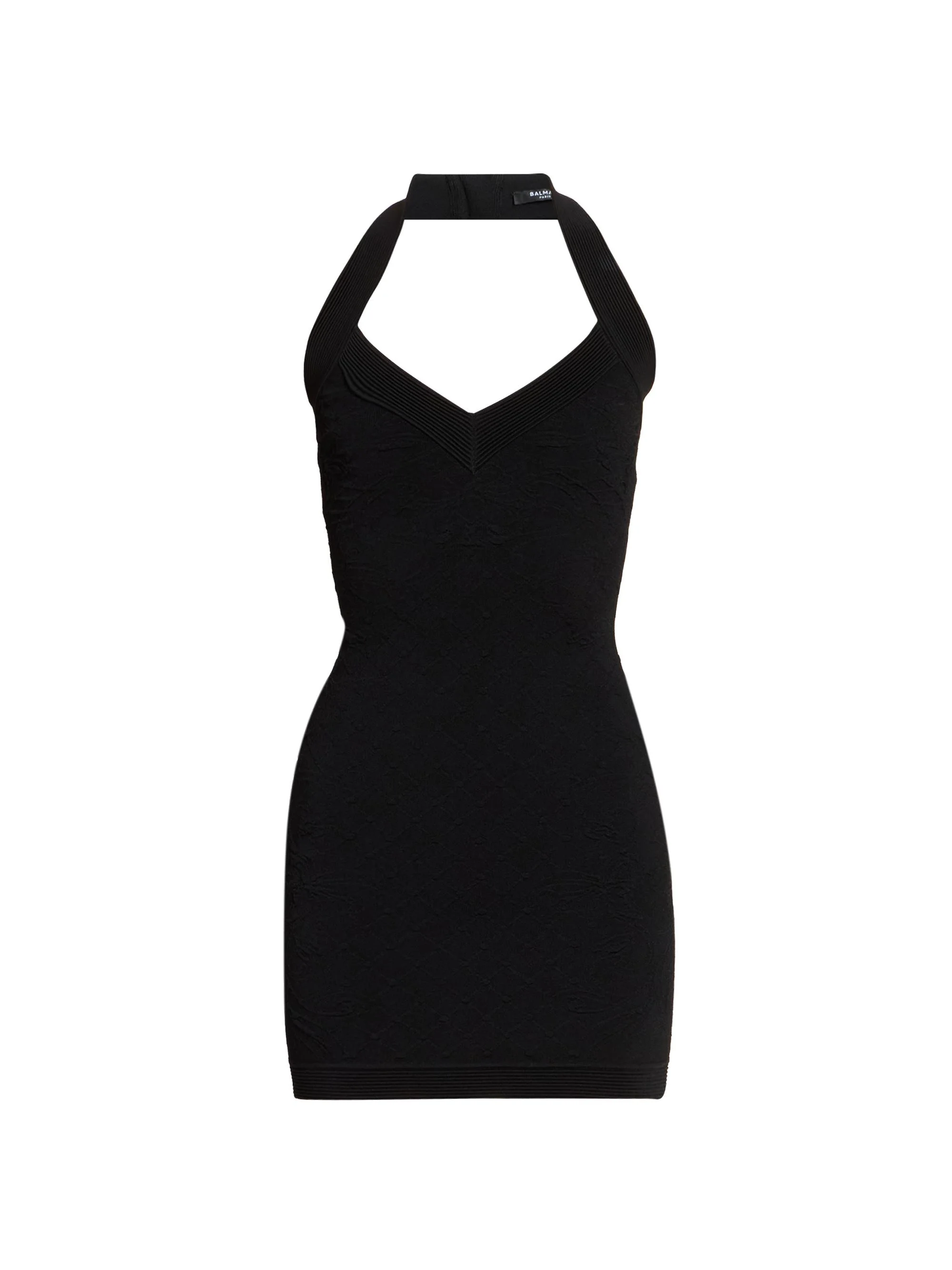 Women's Compact Knit Halter Minidress - Noir - 1