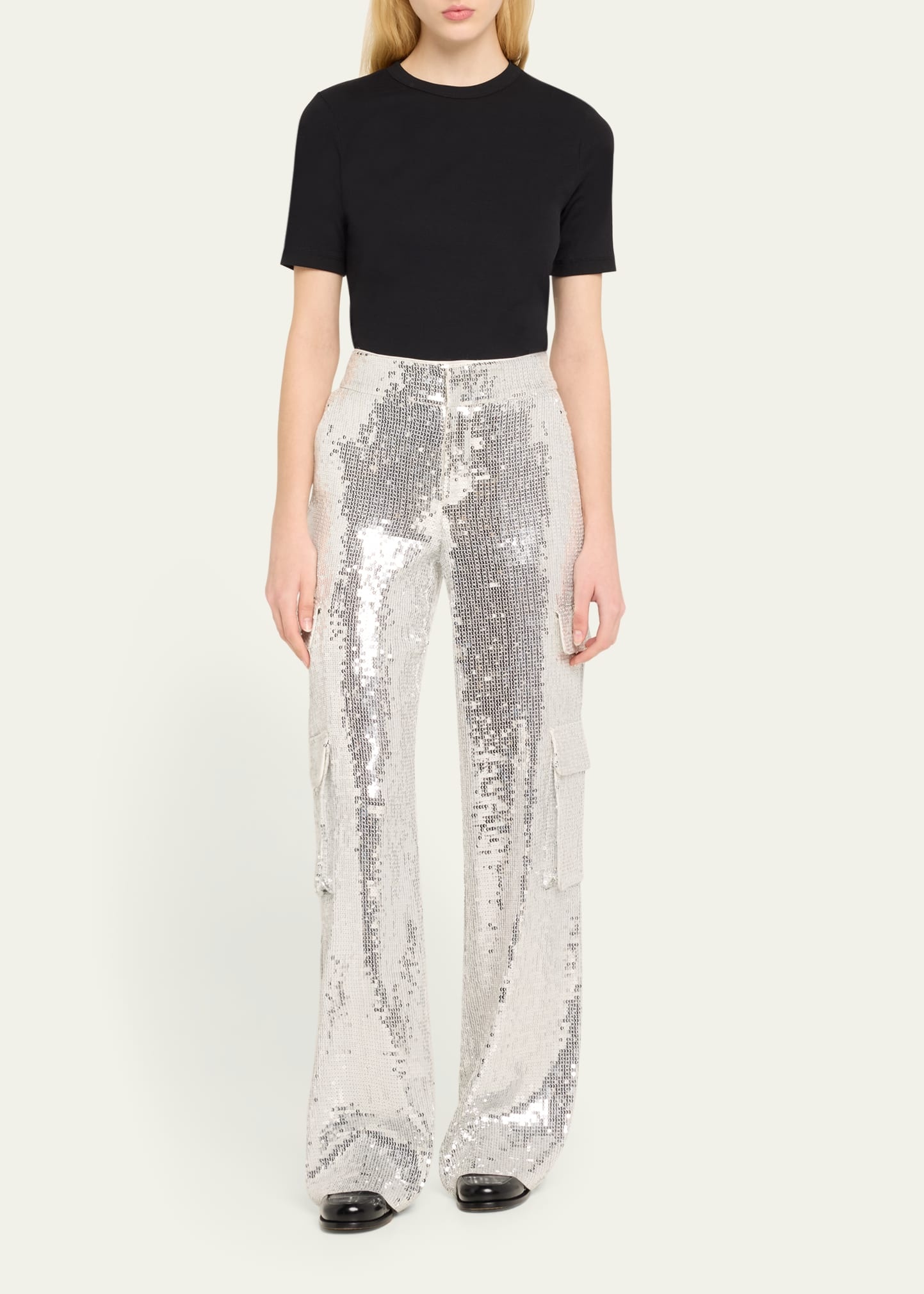 Hayes Sequined Wide-Leg Cargo Pants - 2