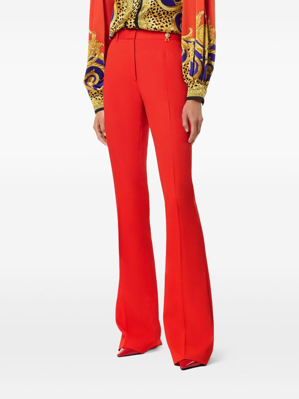 flared wool-blend trousers - 3