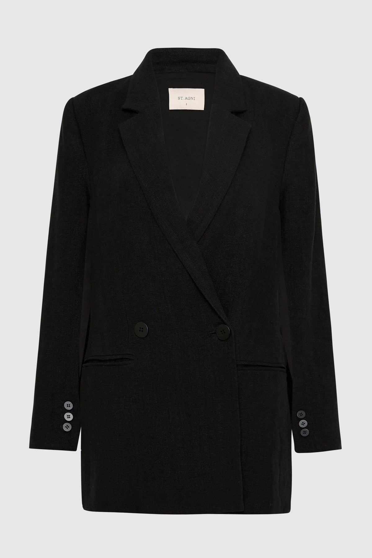 Linen Split Sleeve Blazer - Black - 1