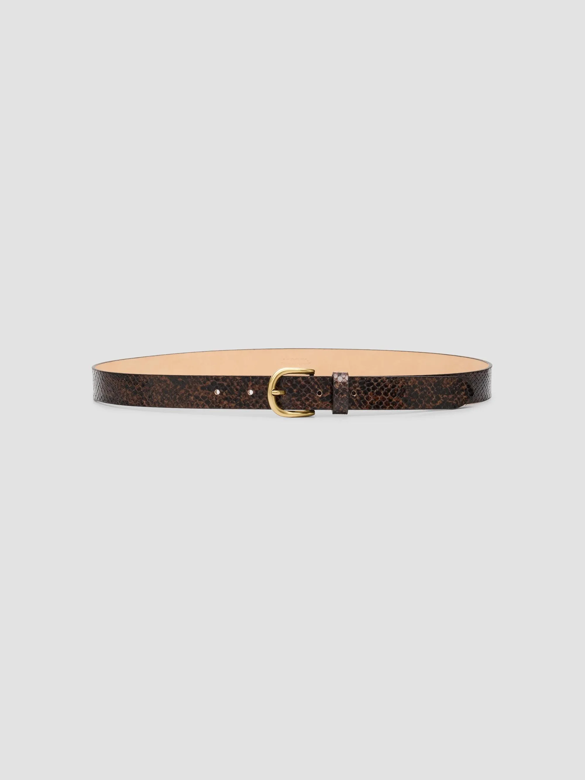 Women's Zap Snakeskin-Embossed Leather Belt - Mocha - 1