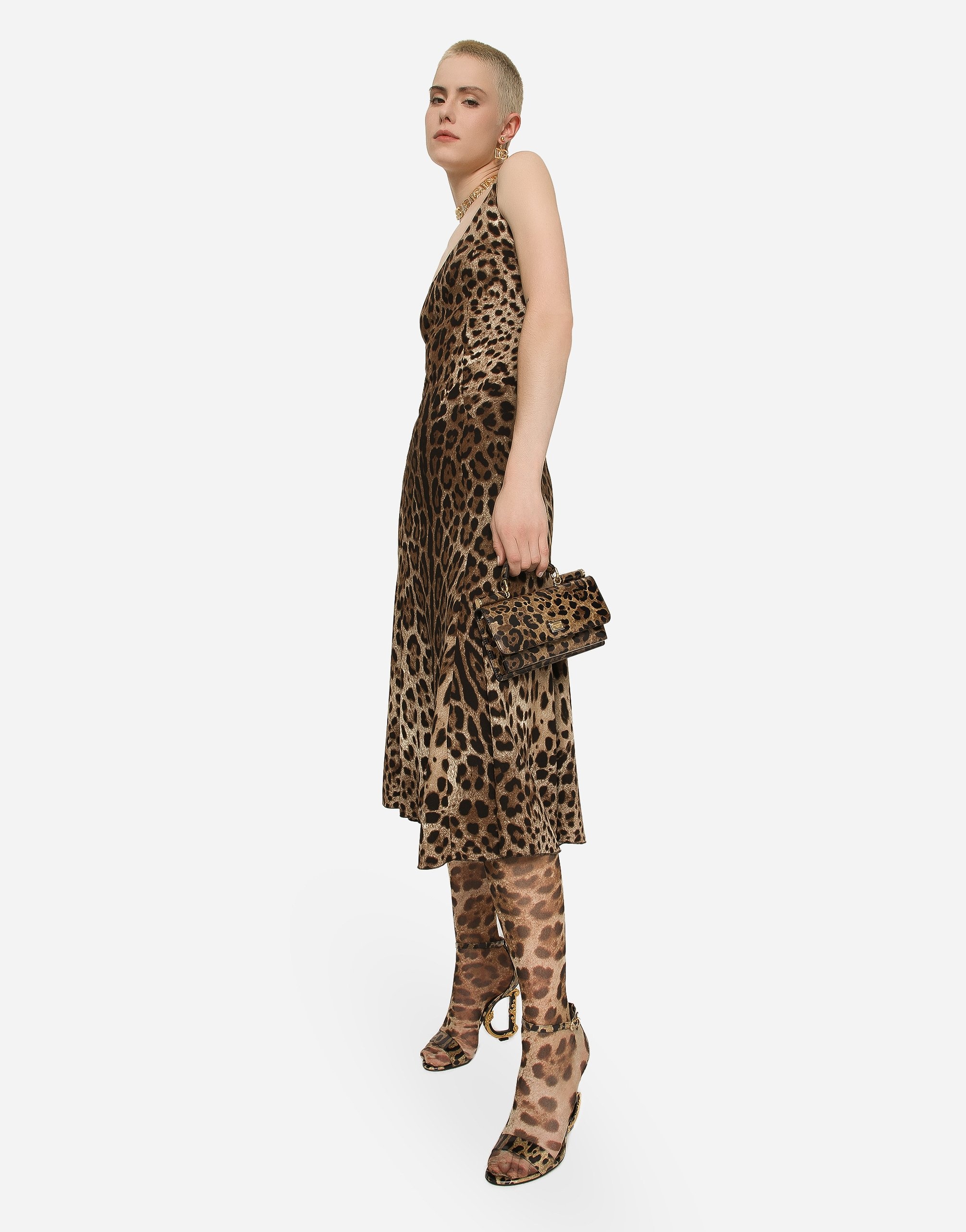 Leopard-print calf-length cady dress - 2