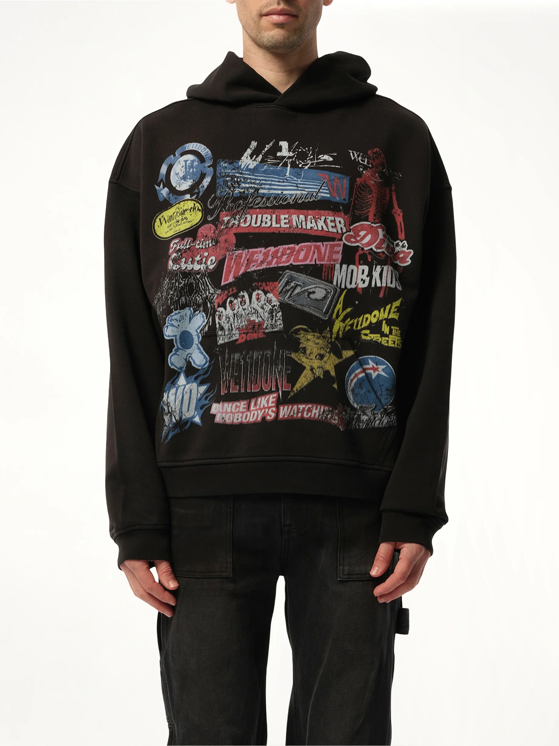 Vintage Collage Hoodie in Black - 1