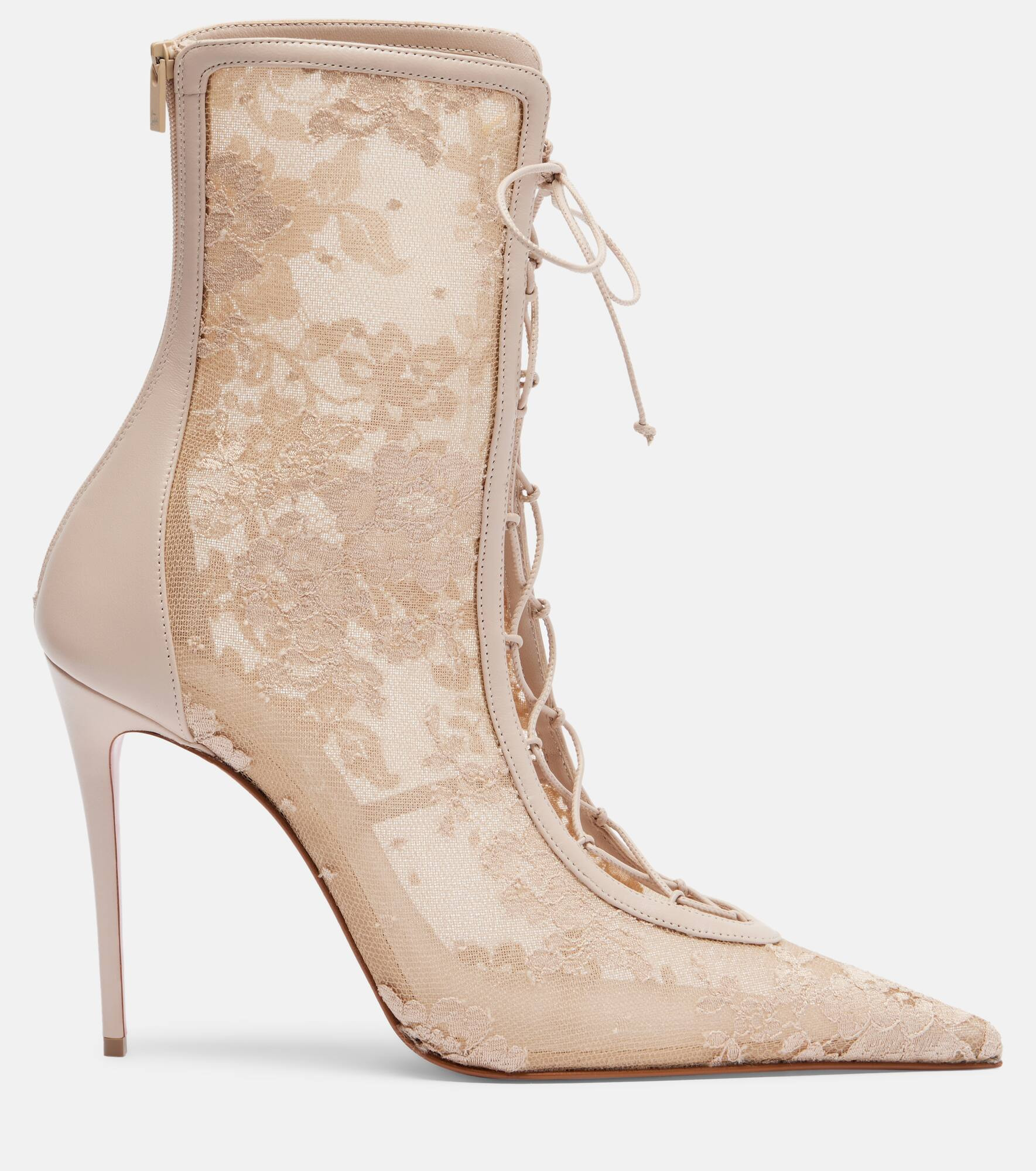 KM 100 lace-trimmed leather ankle boots - 4