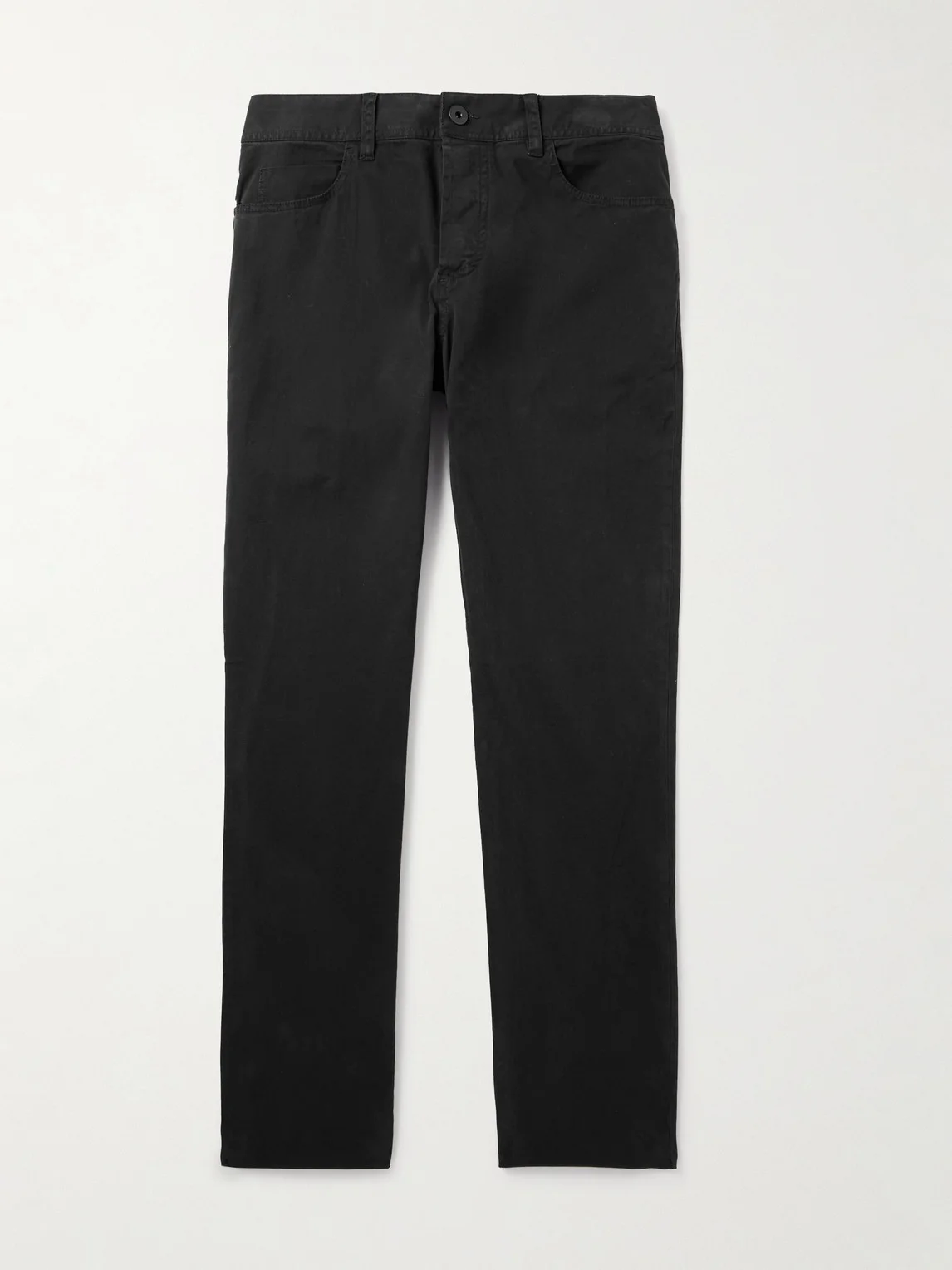 Straight-Leg Brushed Cotton-Blend Twill Trousers - 1