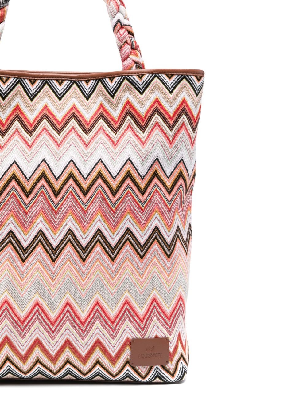 zigzag-woven tote bag - 4