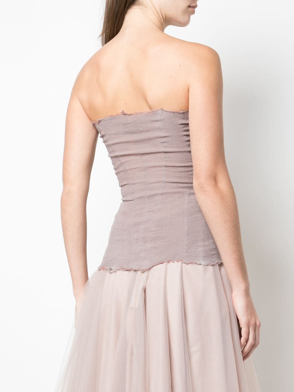 frayed strapless top - 4