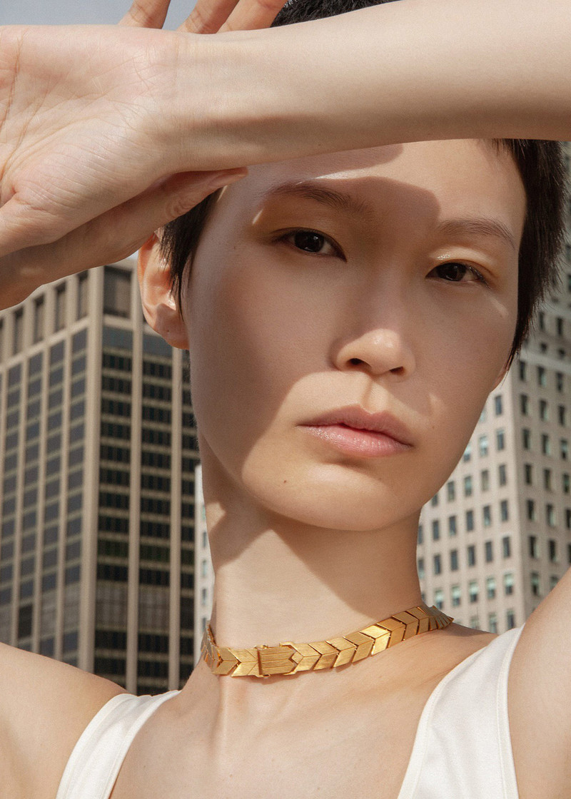 Bevza Flat Spikelet Choker - Gold 4