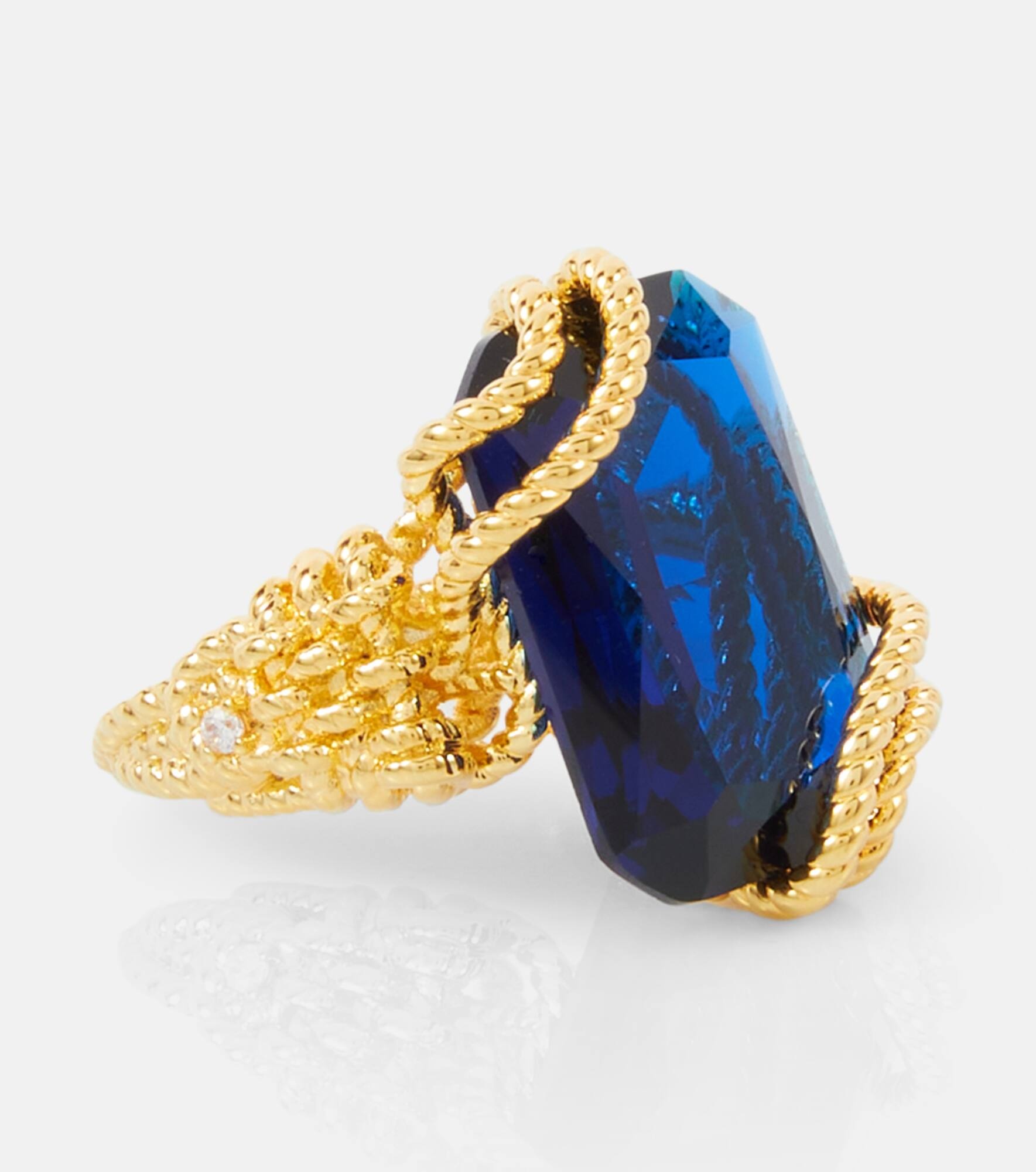 Bloom embellished gold-plated ring - 2