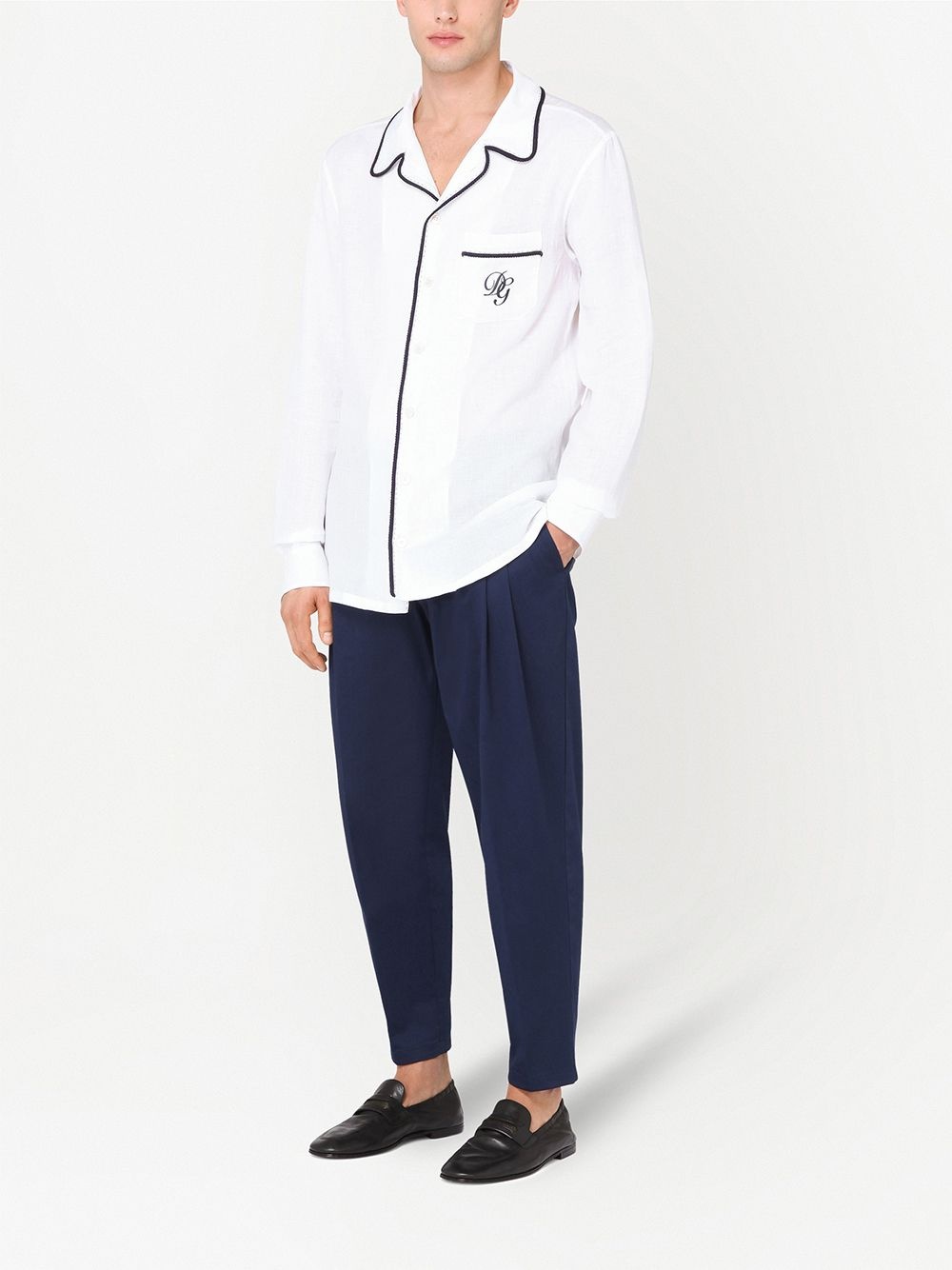 contrast trim DG-embroidery shirt - 2