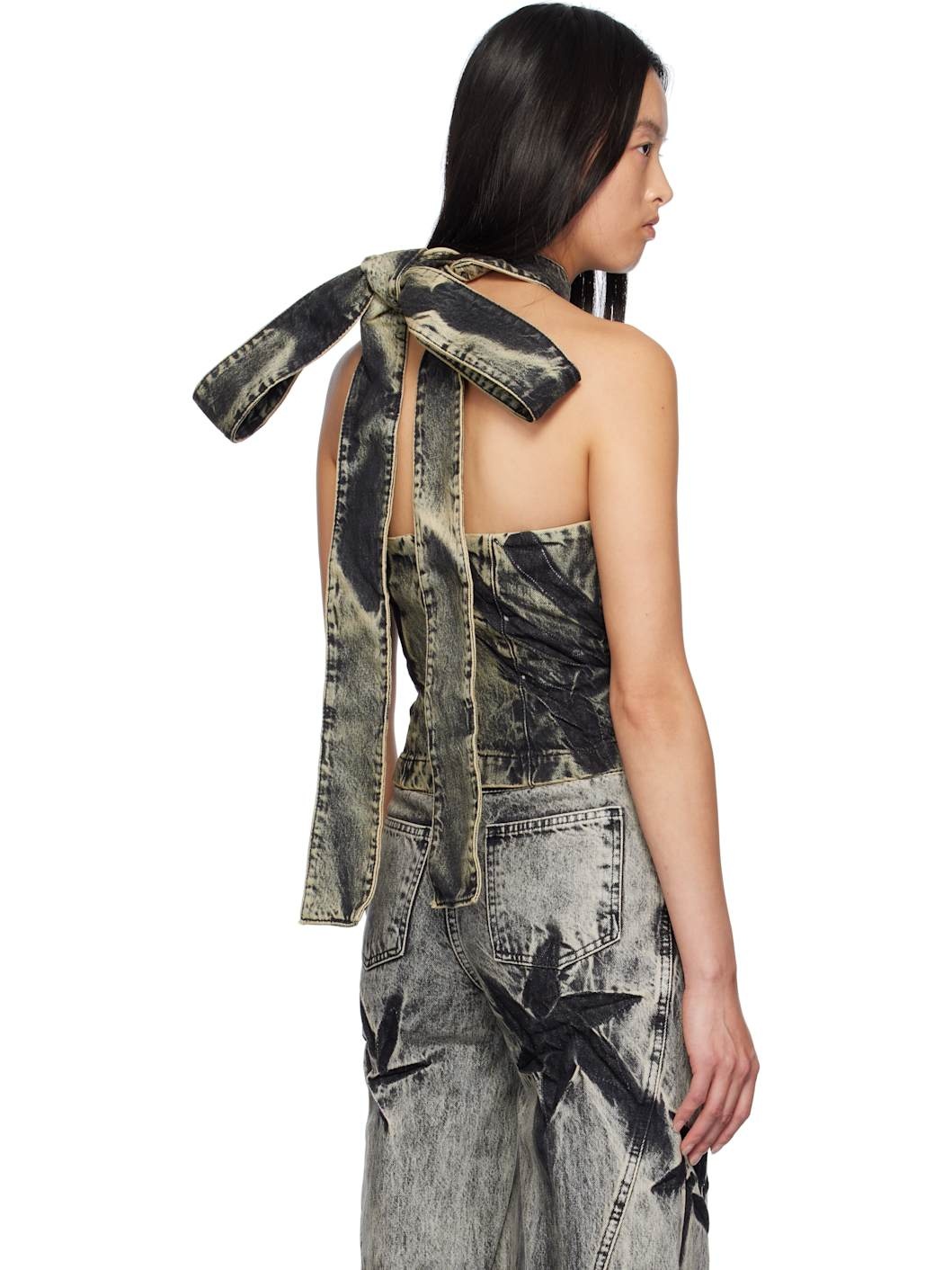 SSENSE Exclusive Black Denim Heart Halter Tank Top - 3