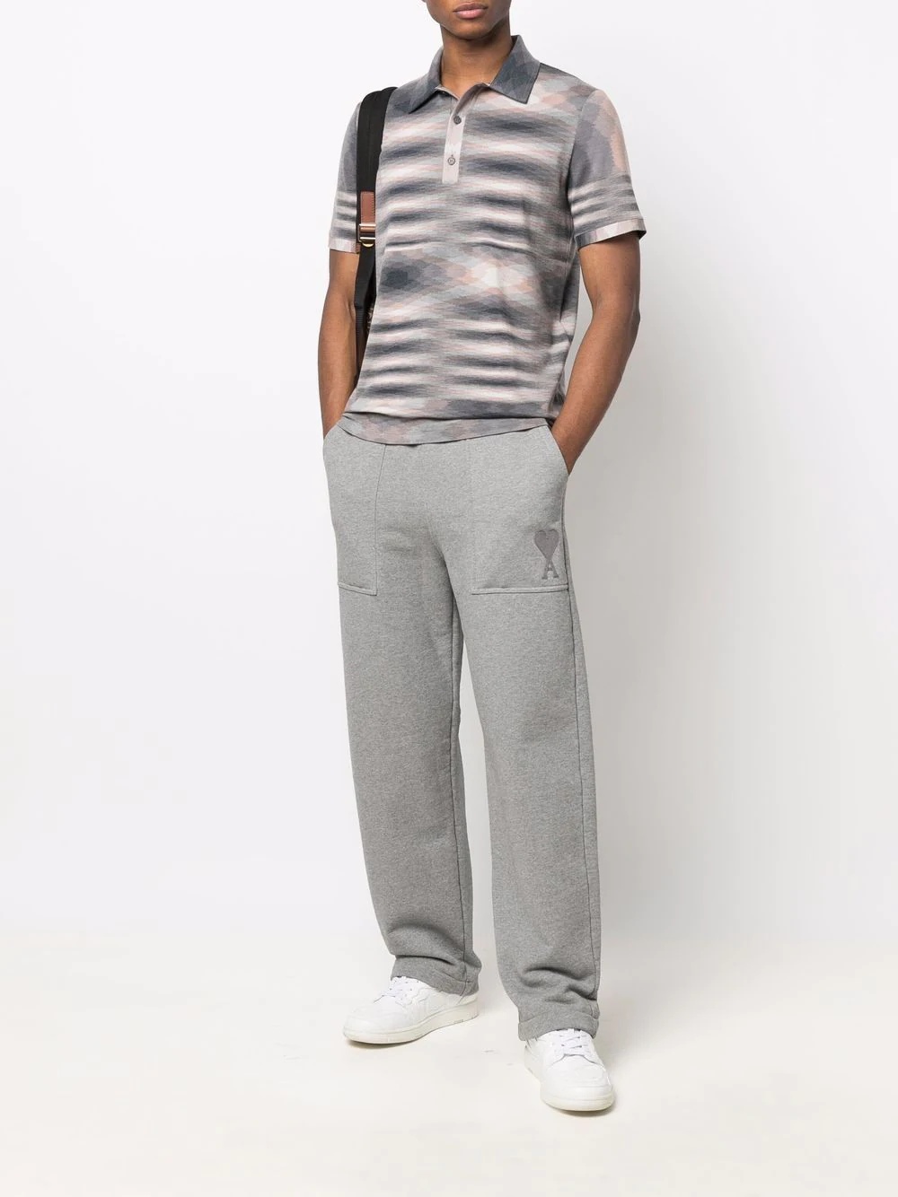 abstract-stripe wool polo shirt - 2