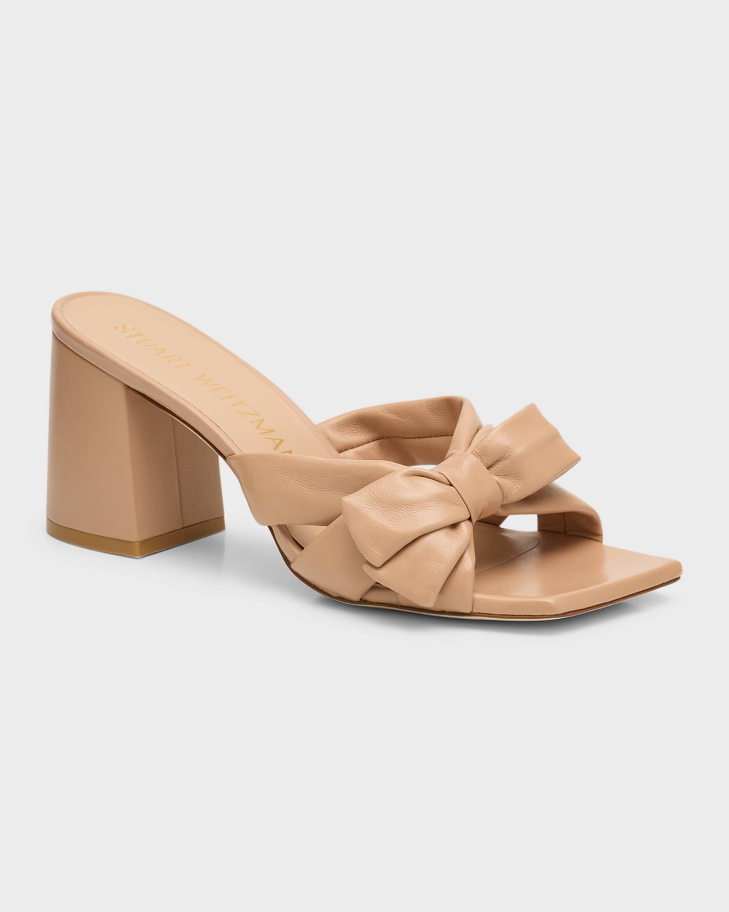 Sofia Leather Bow Mule Sandals - 5