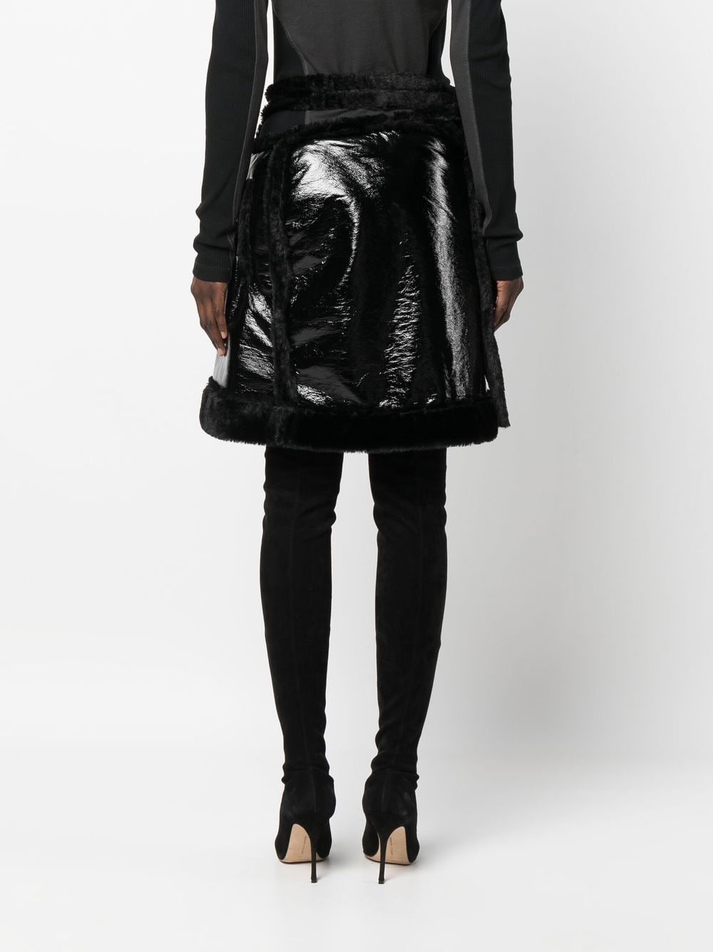 patent-finish A-line skirt - 4