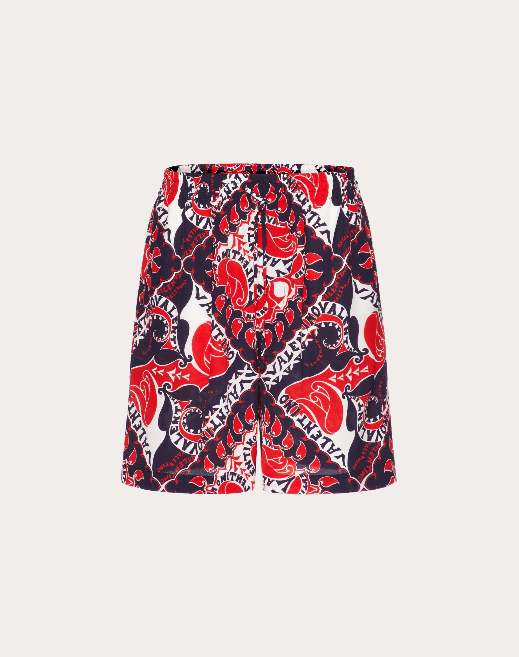ARCHIVE MANIFESTO BANDANA PRINT SILK BERMUDA SHORTS - 1