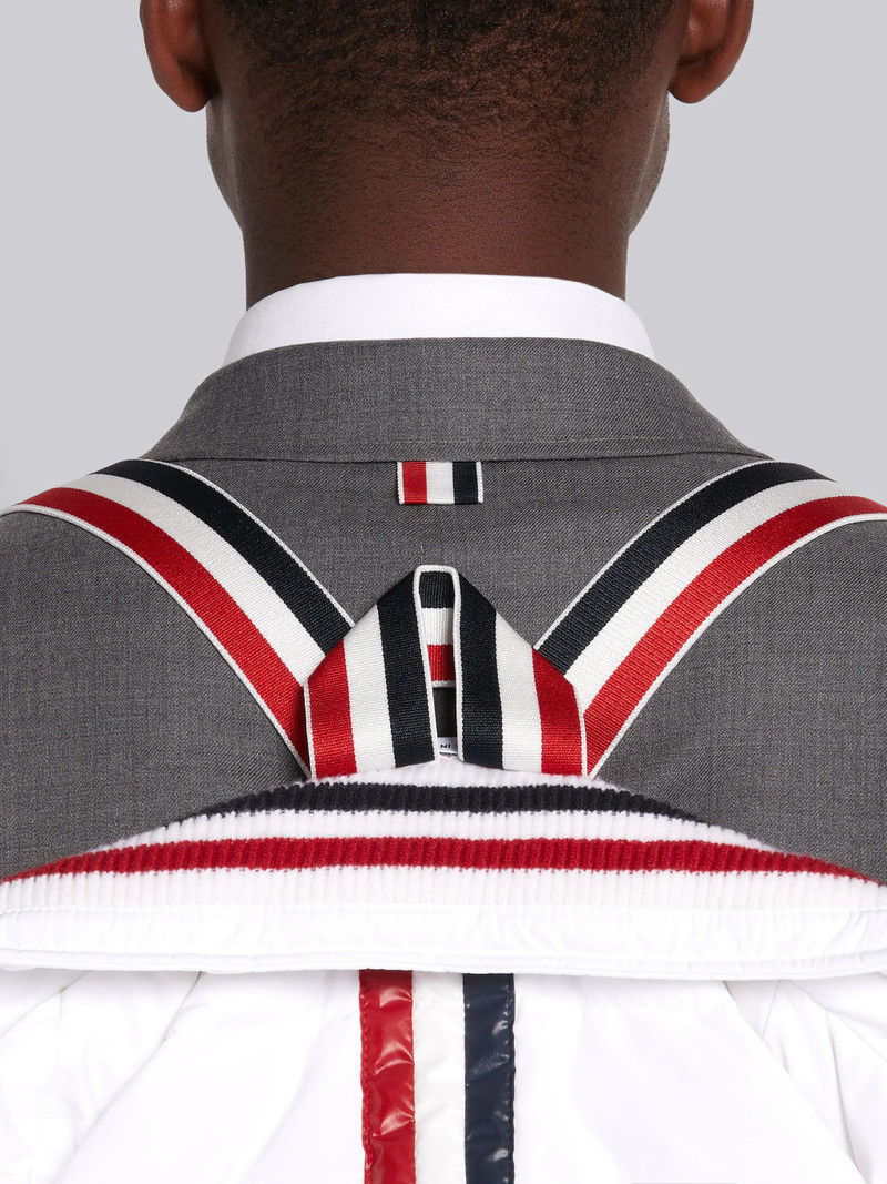 White Down Filled Poly Twill Center Back Stripe Ski Vest 5