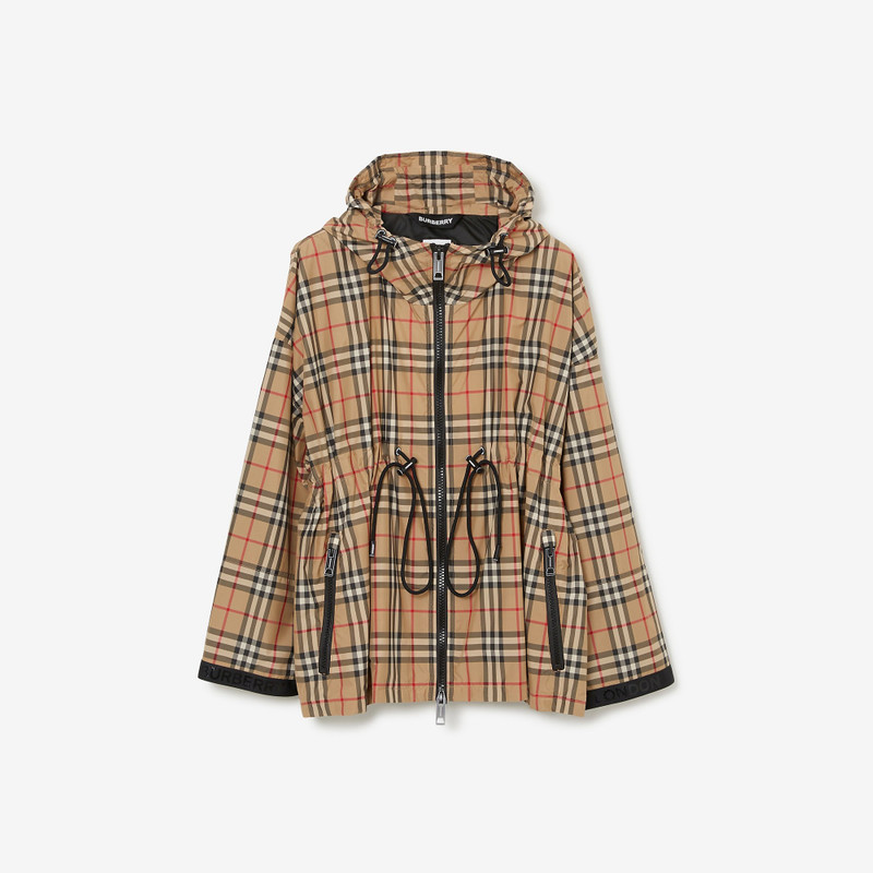 Logo Tape Vintage Check Hooded Jacket - 1