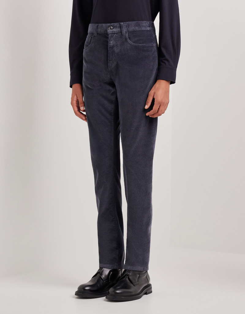 NAVY BLUE REGULAR FIT SOFT TOUCH CORDUROY PANTS 3