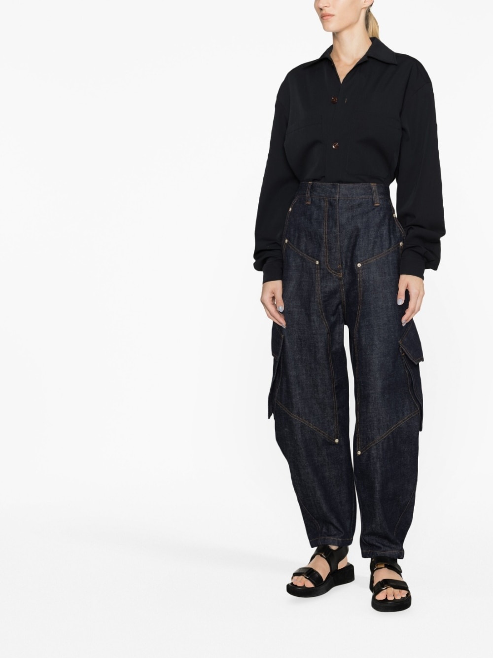 balloon-sleeve wool shirt - 2