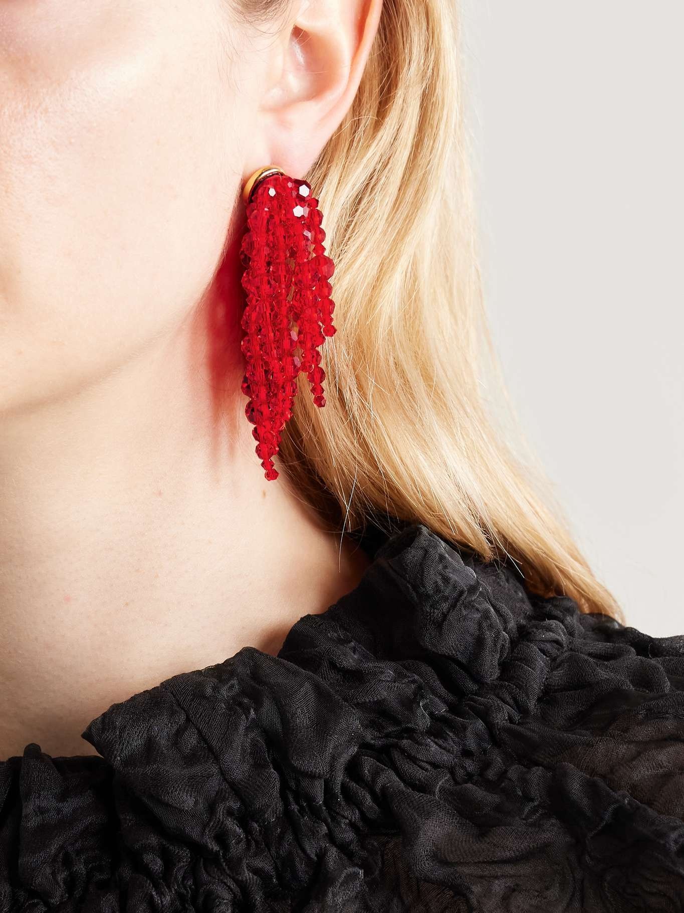 Gold-tone crystal earrings Red - 2