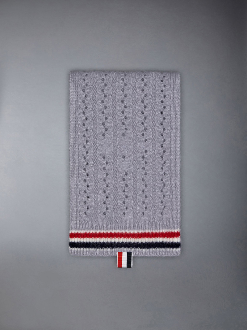 Wool Silk Cashmere Pointelle Cable Scarf 1