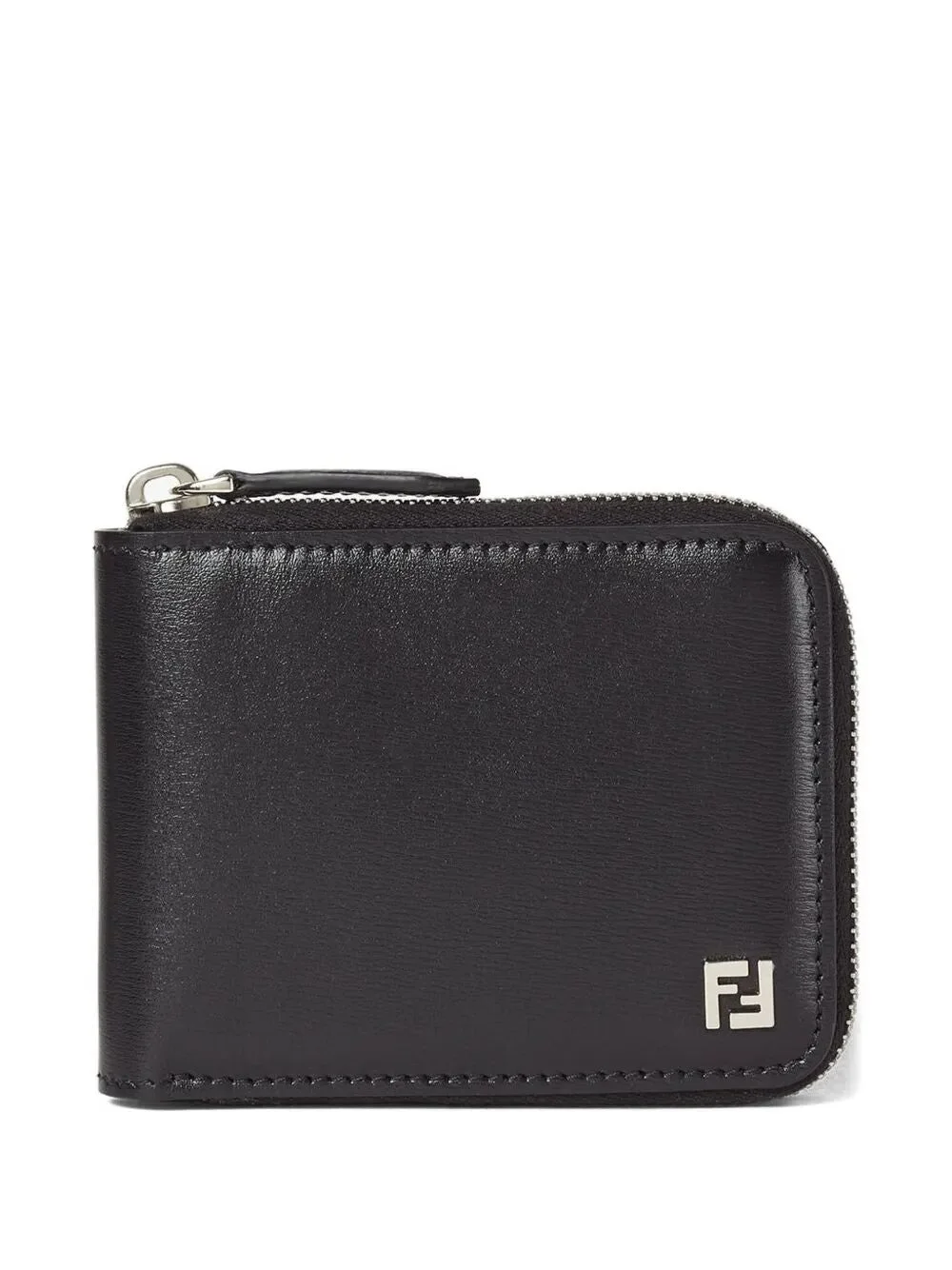 Fendi Men Leather Compact Wallet With Zip And Ff Logo - 1