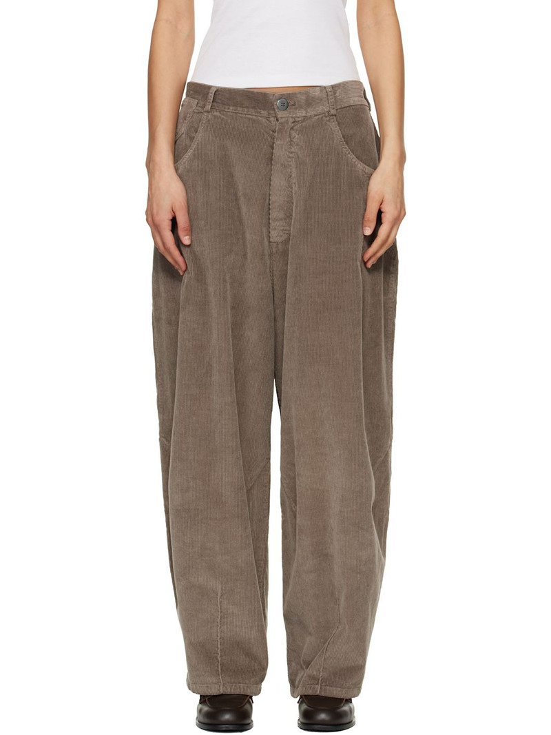 Gray Corduroy Baggy Trousers 1