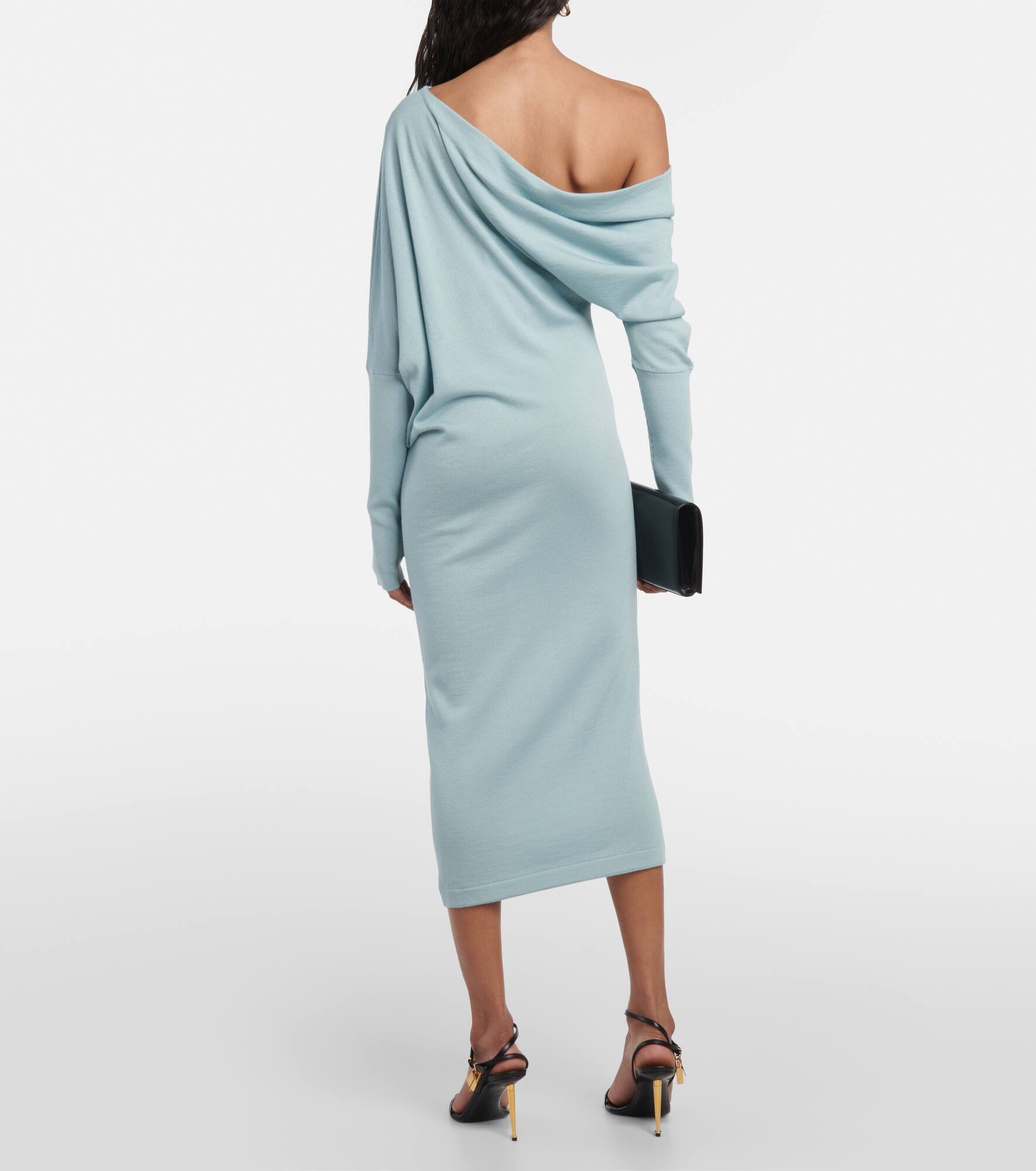 Off-shoulder cashmere-blend midi dress - 3