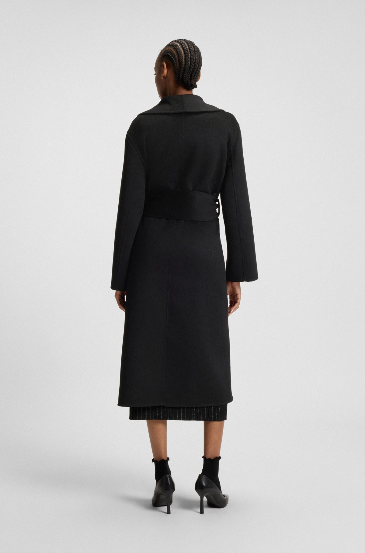 RELAXED-FIT ROBE-STYLE COAT WITH TIE-UP BELT - 4