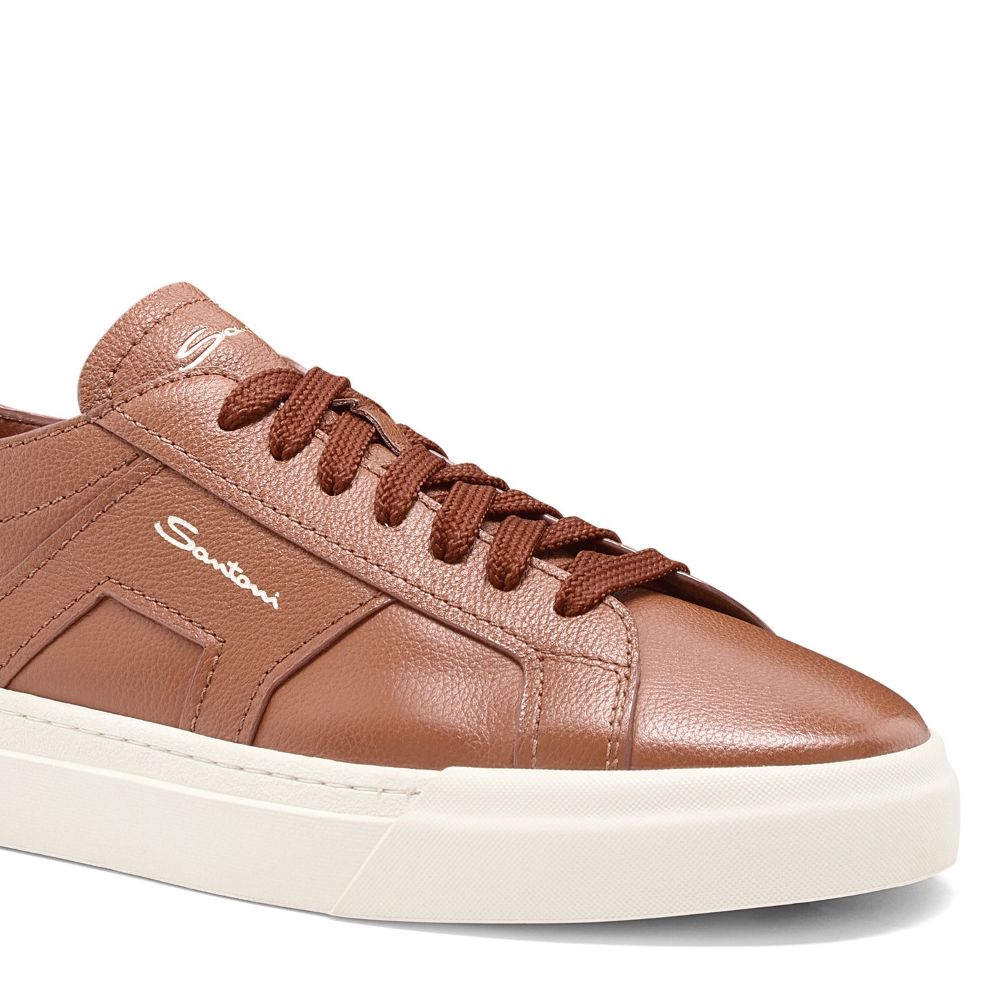 Men's light brown tumbled leather Double Buckle Sneaker - 6