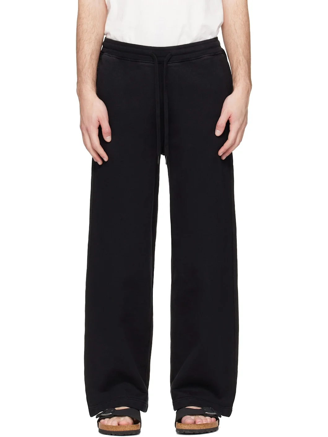 Black Authentic Fleece Straight Leg Cotton Sweatpants - 1