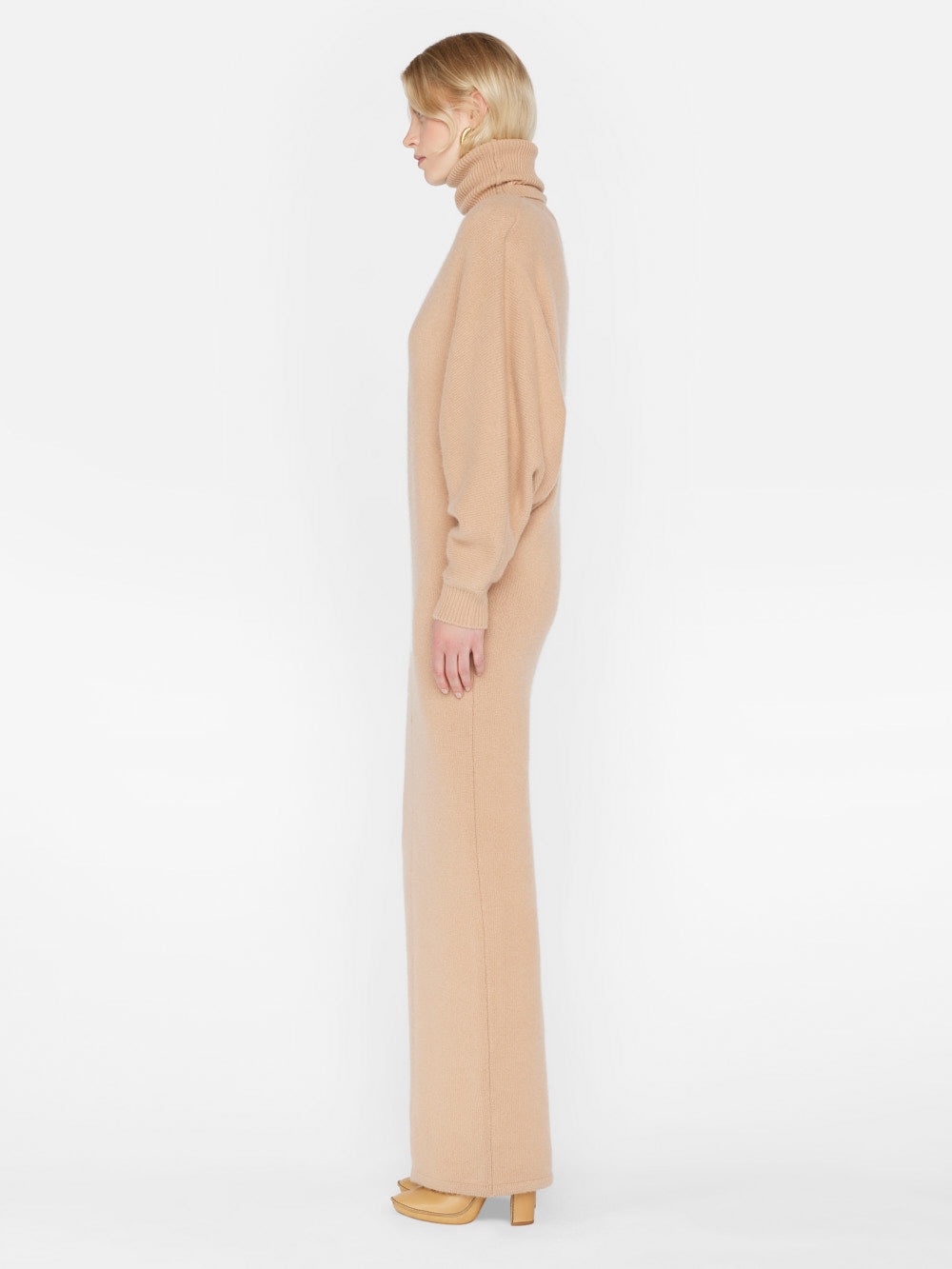 Long Cashmere Dolman Dress in Blush - 4