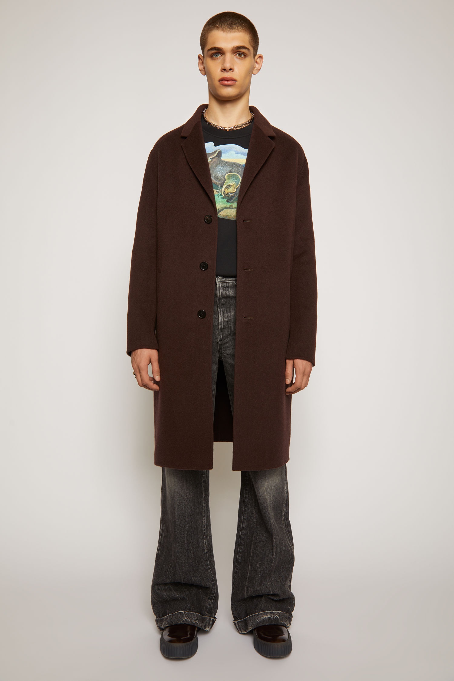 Double-faced wool coat cacao brown - 5