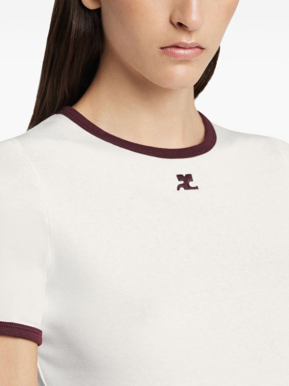 contrast-trim cotton T-shirt - 4