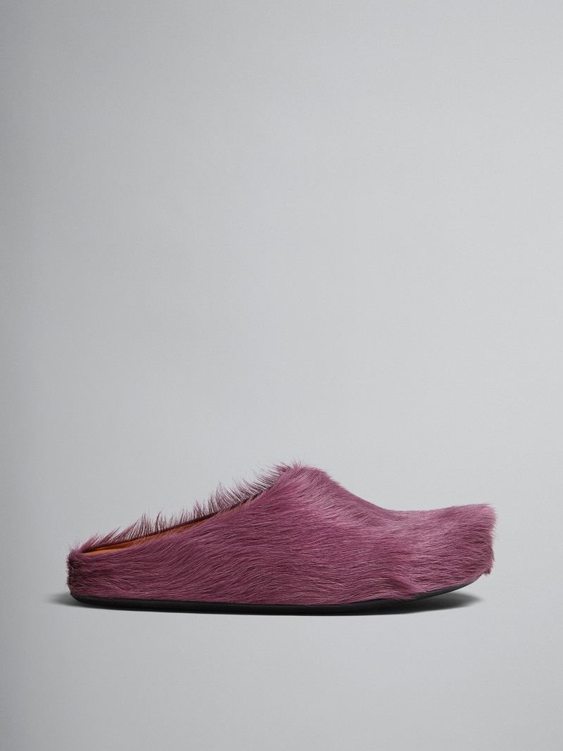 PURPLE LONG HAIR CALFSKIN FUSSBETT SABOT - 1