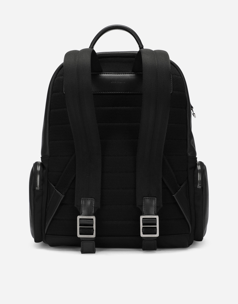 Grainy calfskin and nylon backpack 4