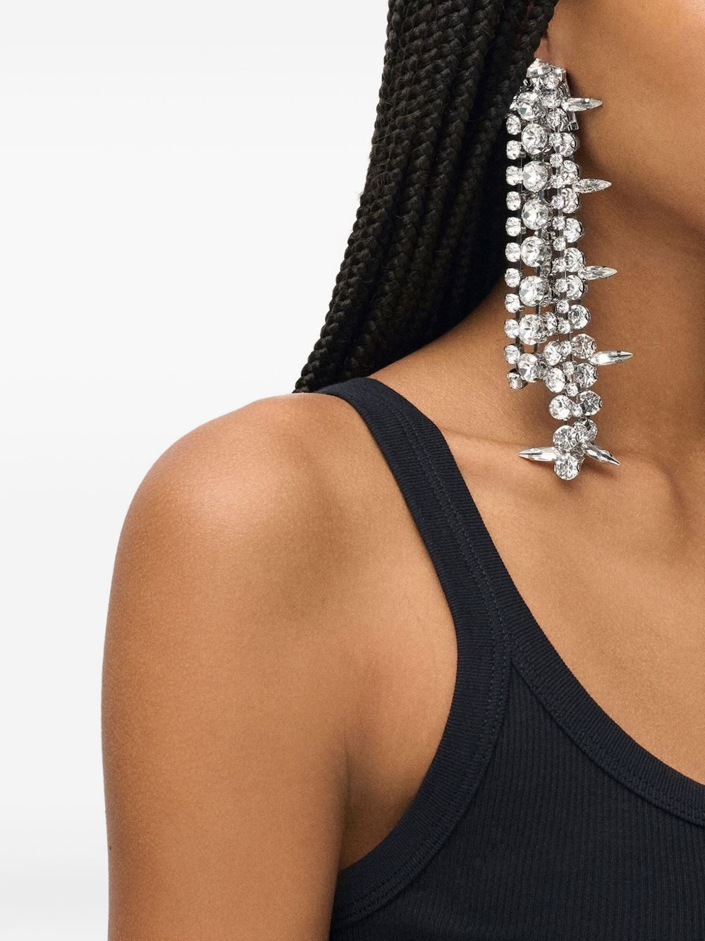 crystal-embellished fringe drop earrings - 3