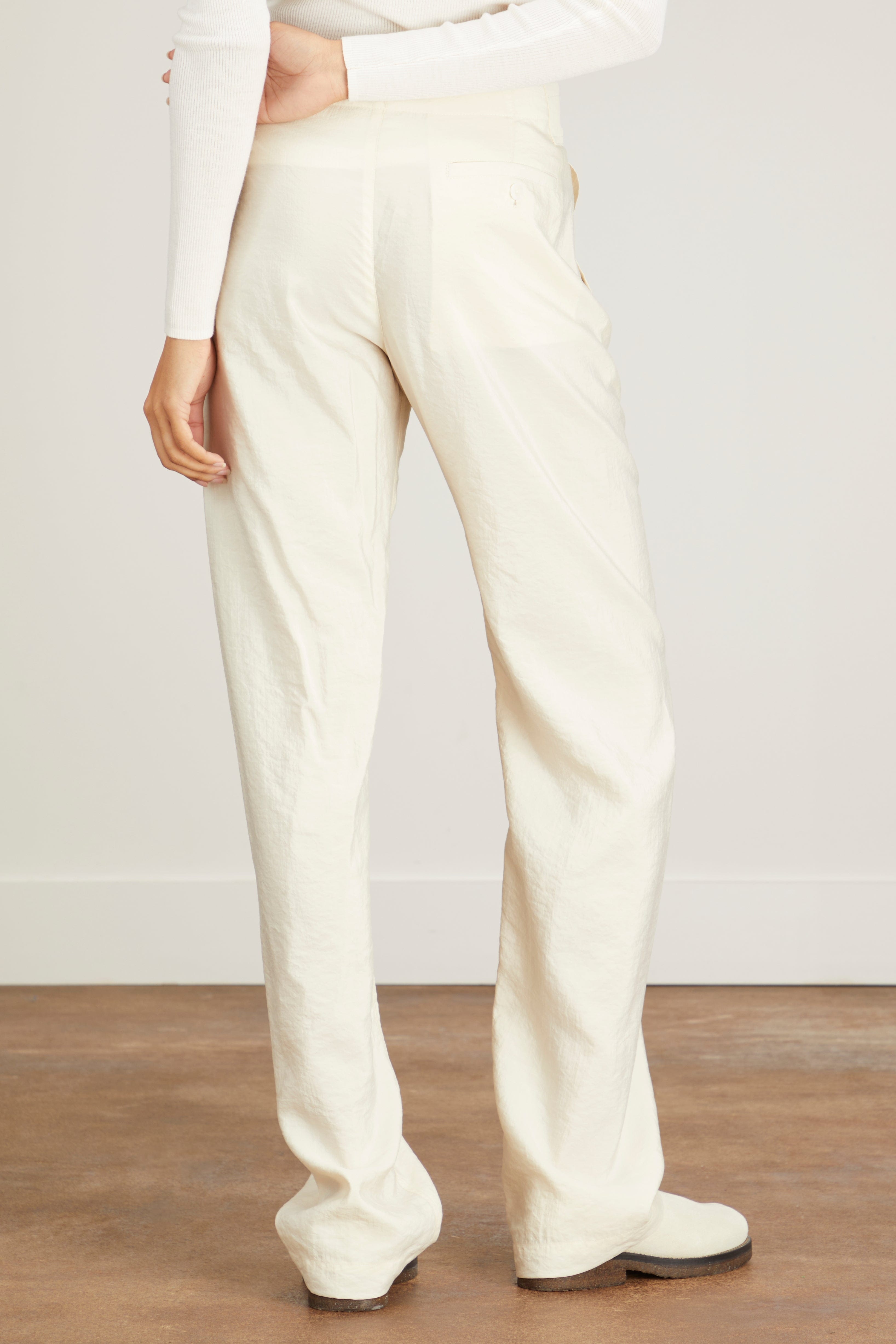 Soft Belted Pant in Light Cream - 4