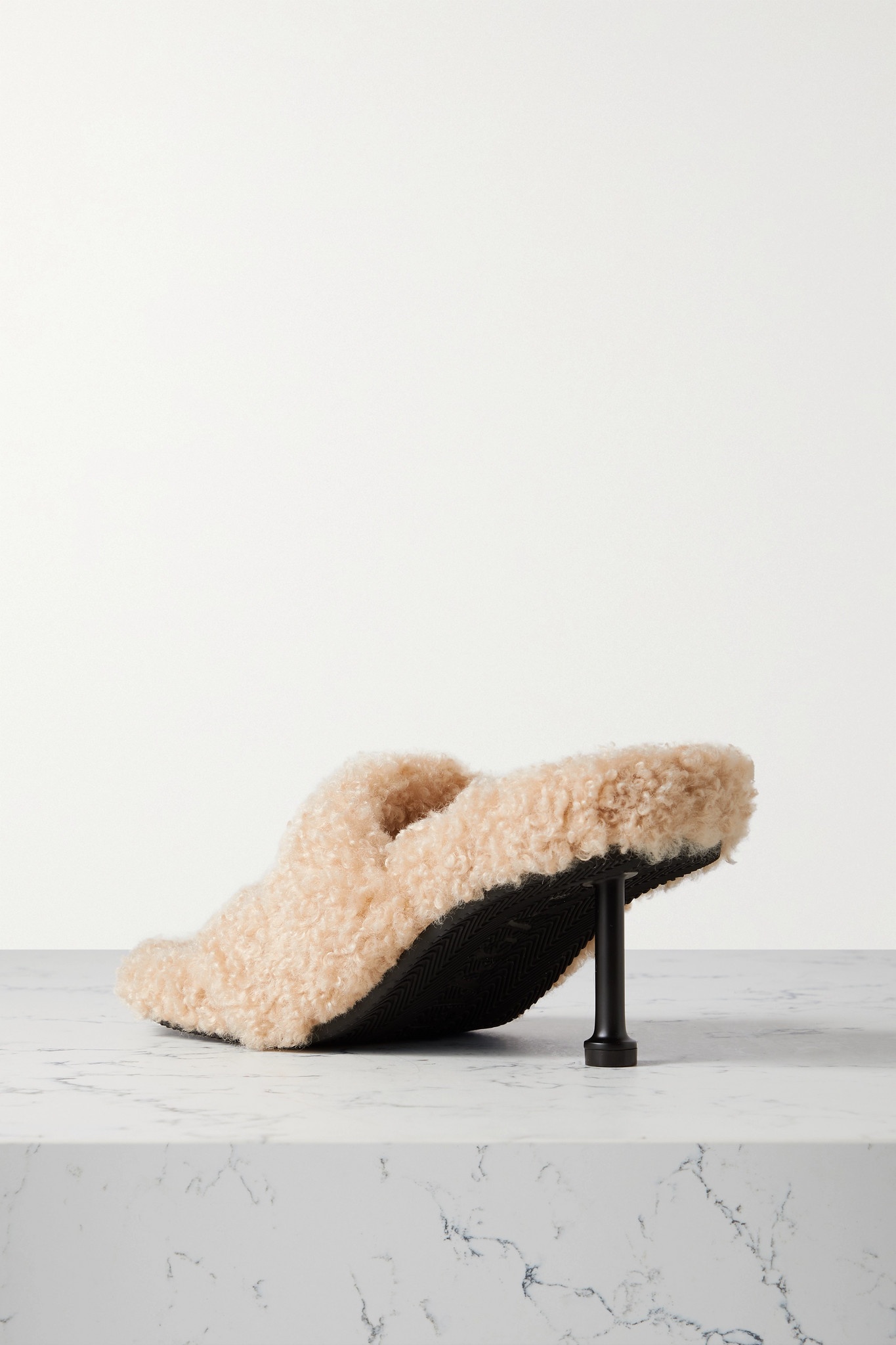 Furry logo-embroidered faux shearling mules - 3