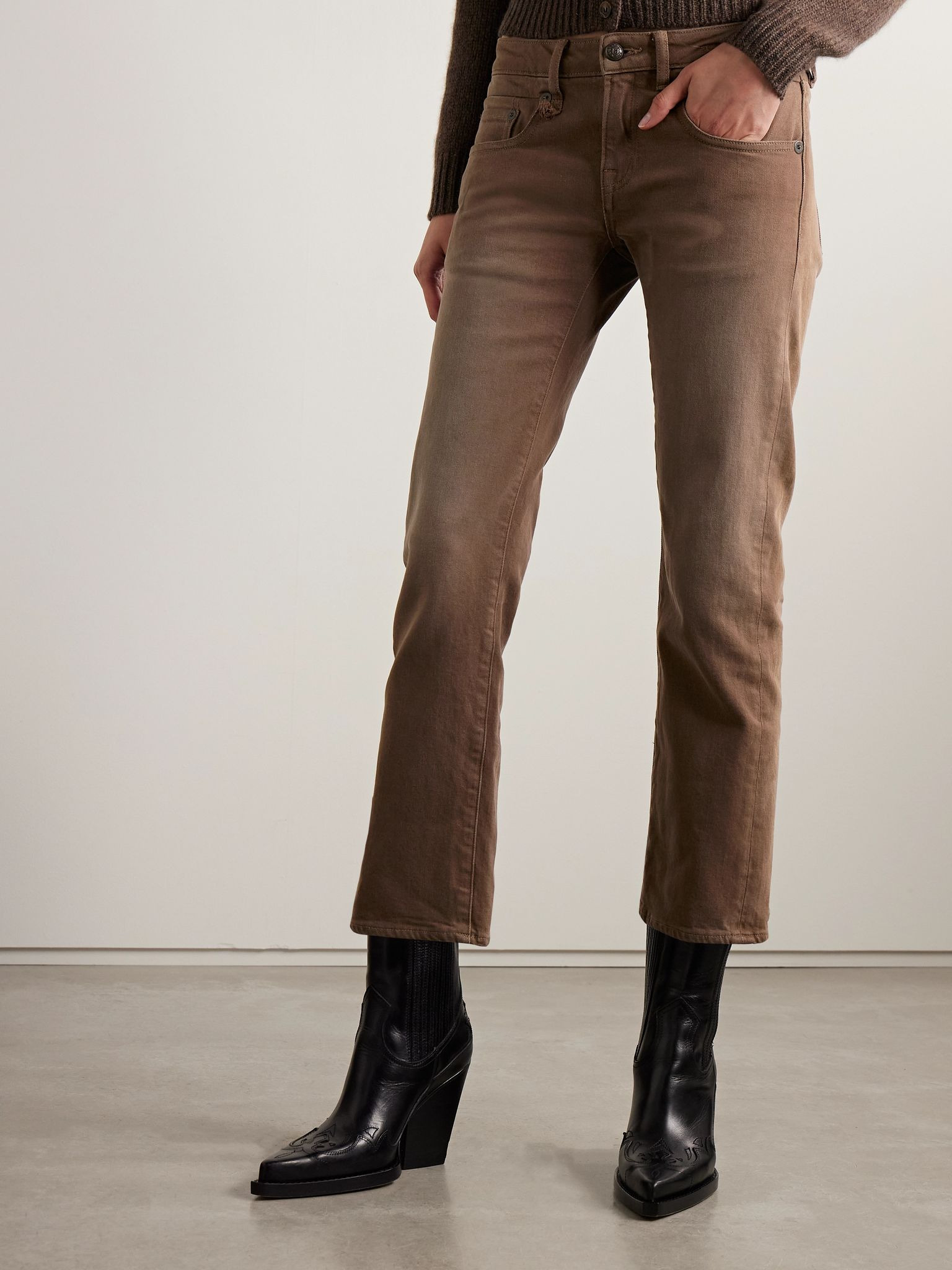 Boy cropped low-rise straight-leg jeans Brown - 3
