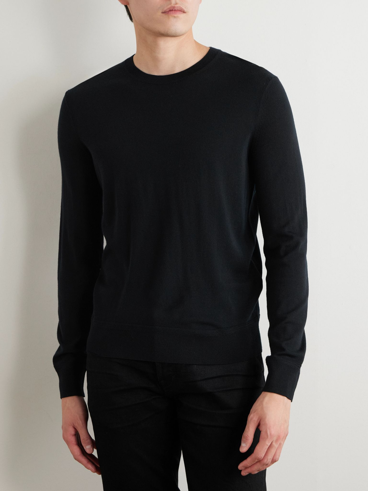 Slim-Fit Wool Sweater Black - 3
