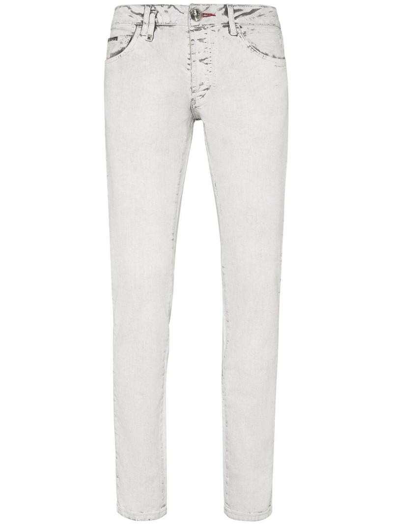 skull-stamp washed skinny jeans 1