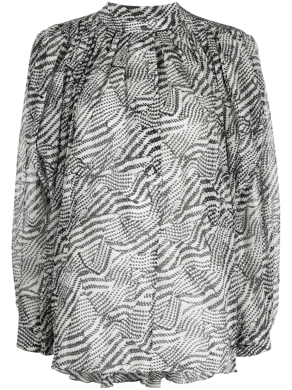 abstract-print pleated blouse - 1