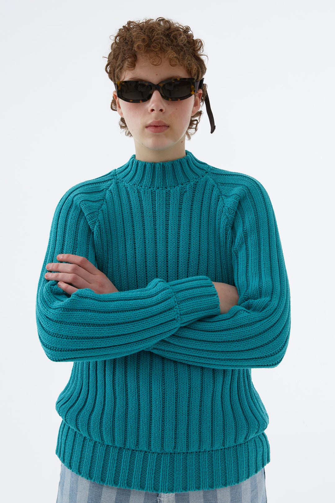 TURQUOISE RAGLAN SWEATER - 2