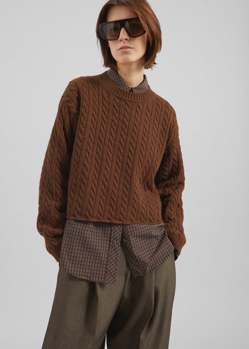 Brisbane Cropped Boxy Sweater - Brown 3