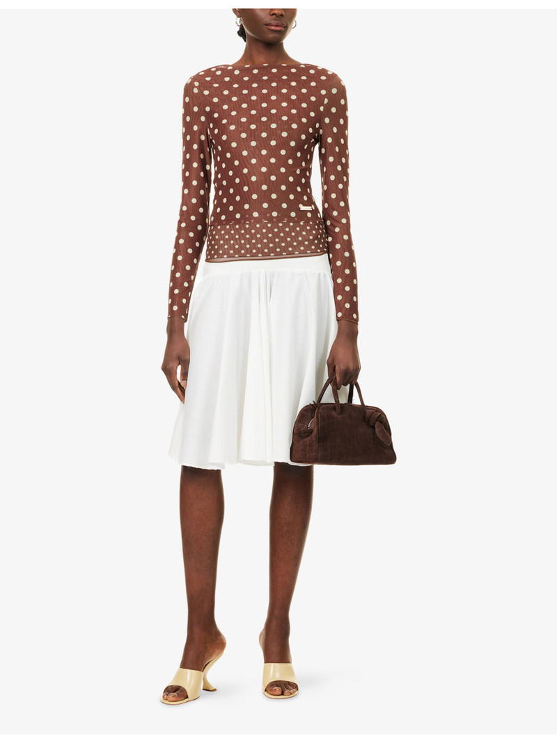 House of Sunny Layer Polka-Dot Stretch-Woven Top outlook