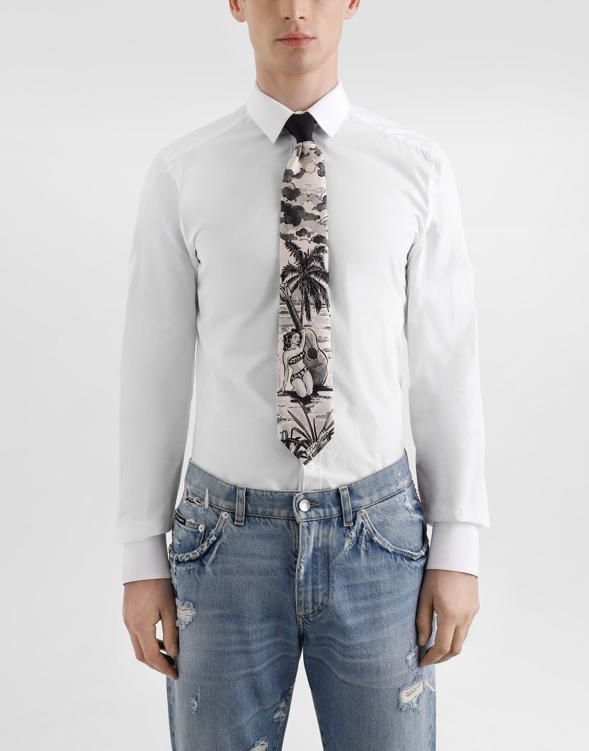Pin-up print silk tie - 2