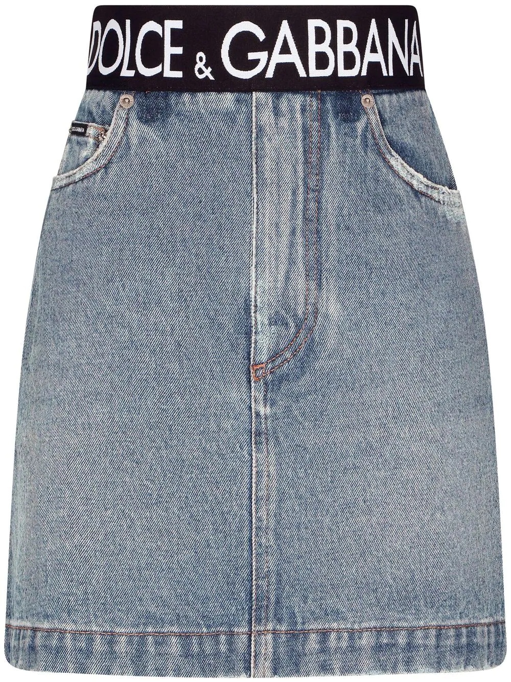 high-waisted denim mini skirt - 1