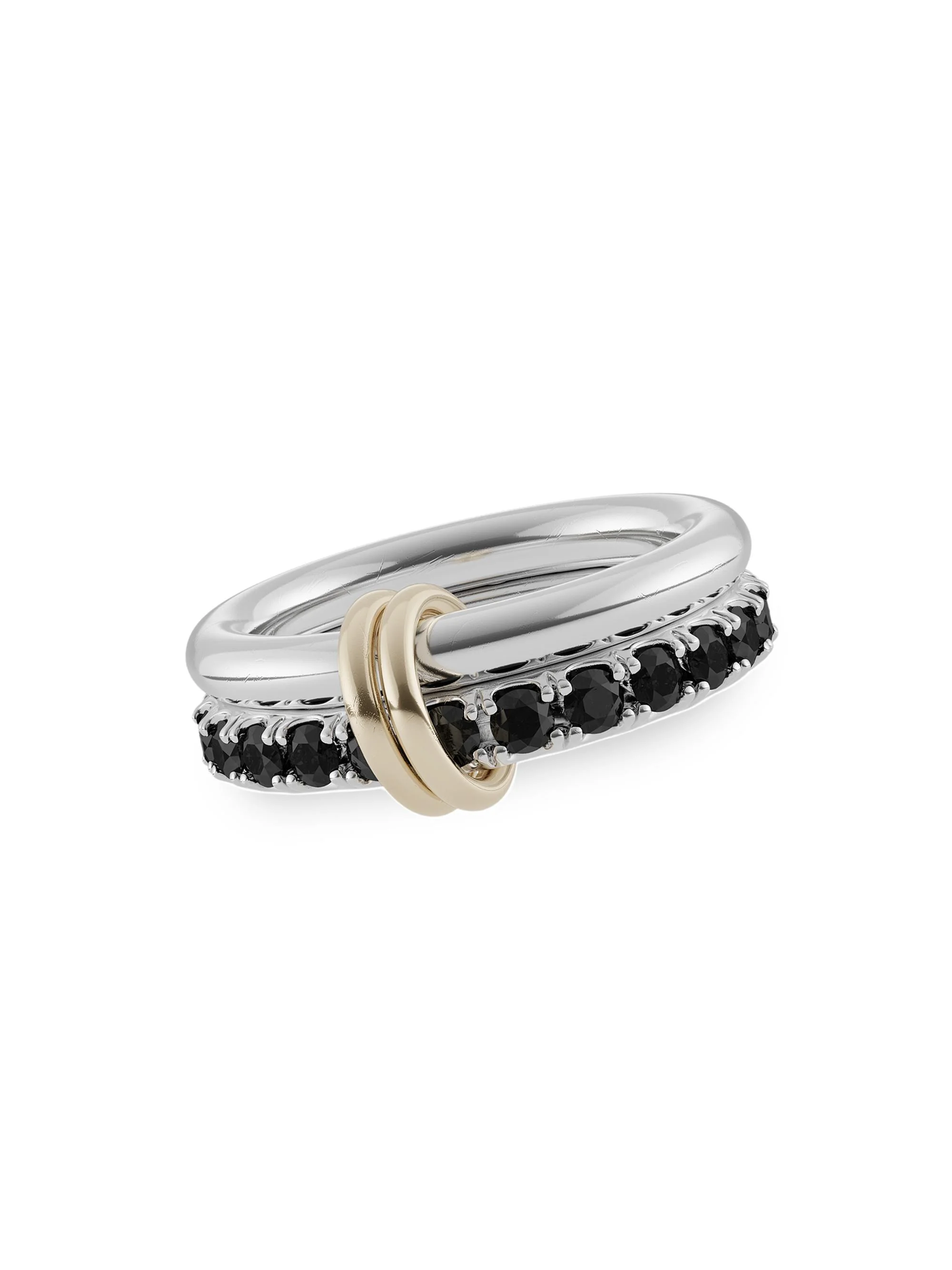Women's Core Enzo Sterling Silver, 18K Yellow Gold & 2.15 TCW Black Diamond Double-Band Ring - Silve - 1