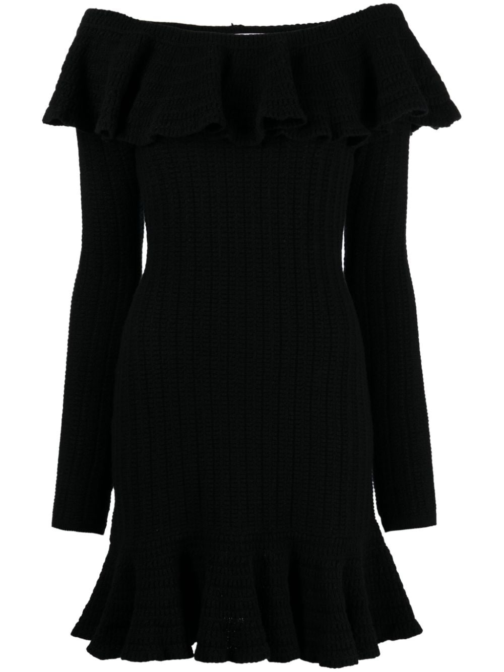 square-neck wool minidress - 1